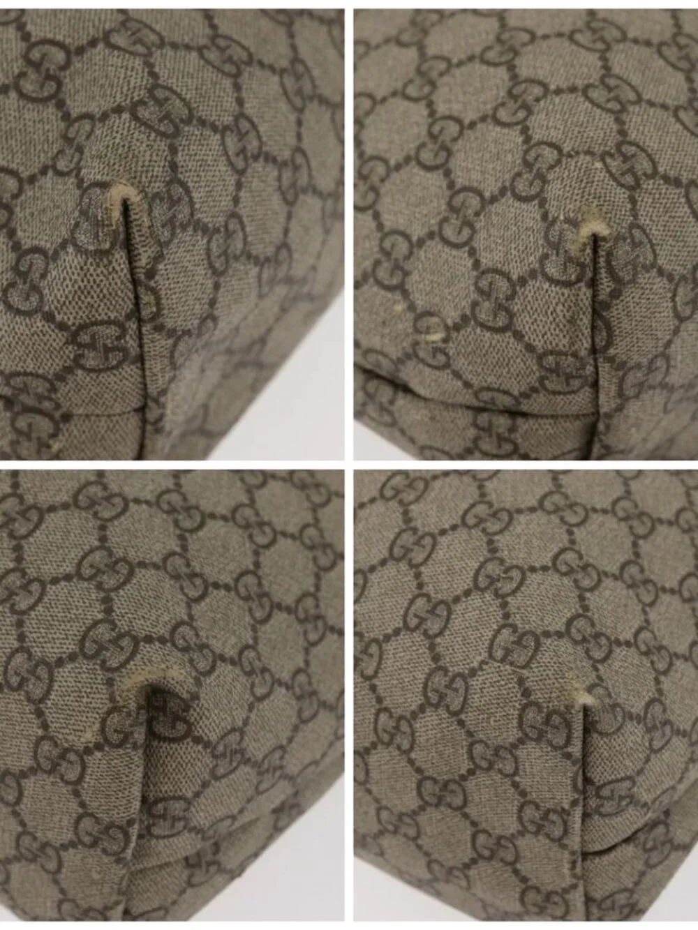 GUCCI GG Supreme Web Sherry Line Tote Bag PVC Beige Gold 211134 Auth BA13026